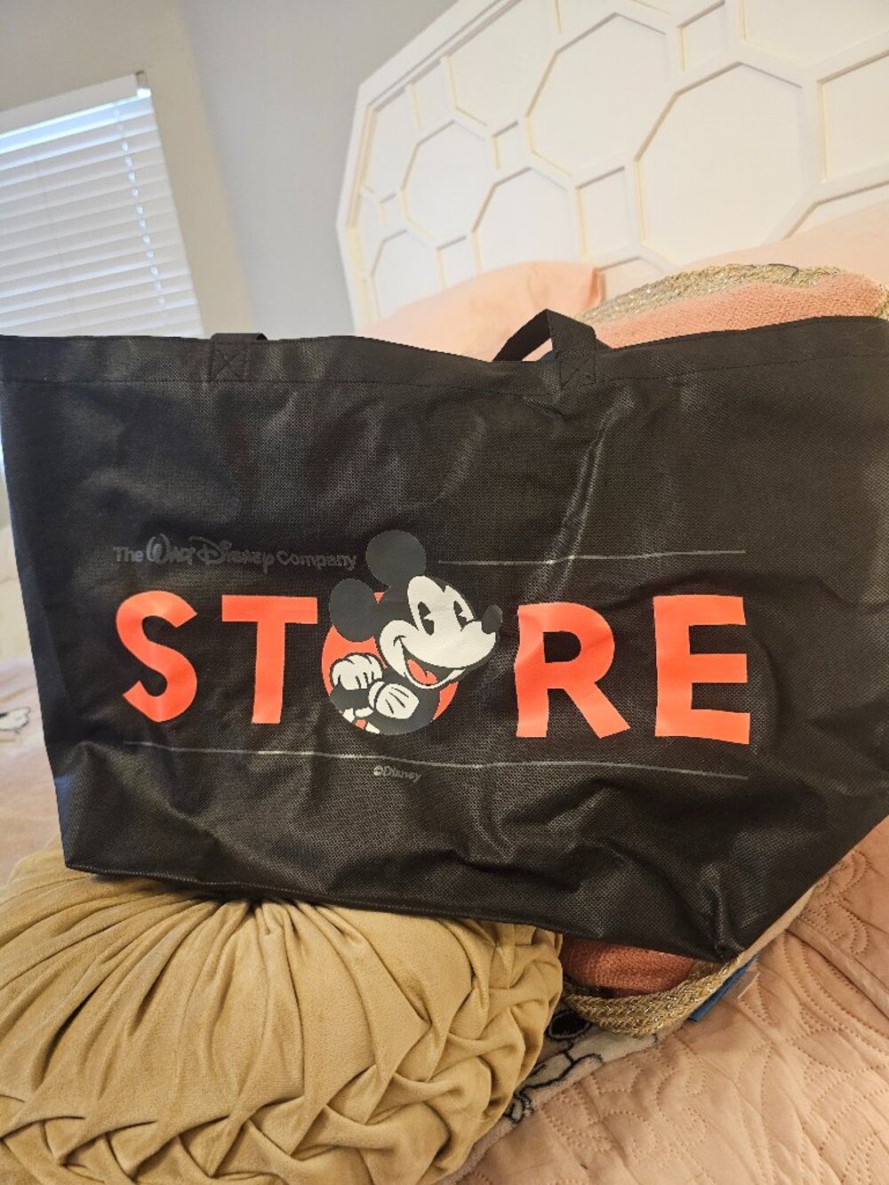 Disney Store Mickey Mouse Reusable Shopping Tote Bag Black Large Non-Woven